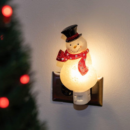 Novelty Lights LED Snowman Christmas Decoration Night Light with Swivel Plug