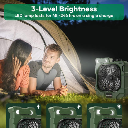 Oscillating Camping Fan, Battery Operated Fan With 10400 Mah Usb Rechargeable Battery, Camping Fan With Led Camping Light
