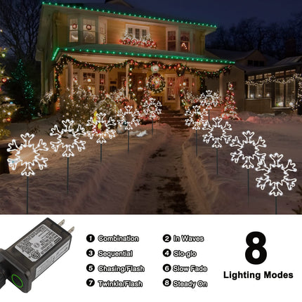 Snowflakes Christmas Pathway Lights Outdoor, 10 Large Snowflakes Christmas Decorations Outdoor Yard, Pathway Marker Stake Lights for Patio Ground Path Sidewalk Walkway Driveway