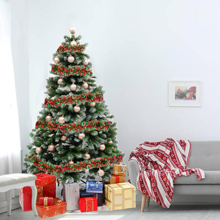 33FT Christmas Tinsel Garland Red Green Metallic Tinsel Twist Garland Hanging Foil Garland for Xmas Tree Decoration Wedding Party Supplies (Red Green)