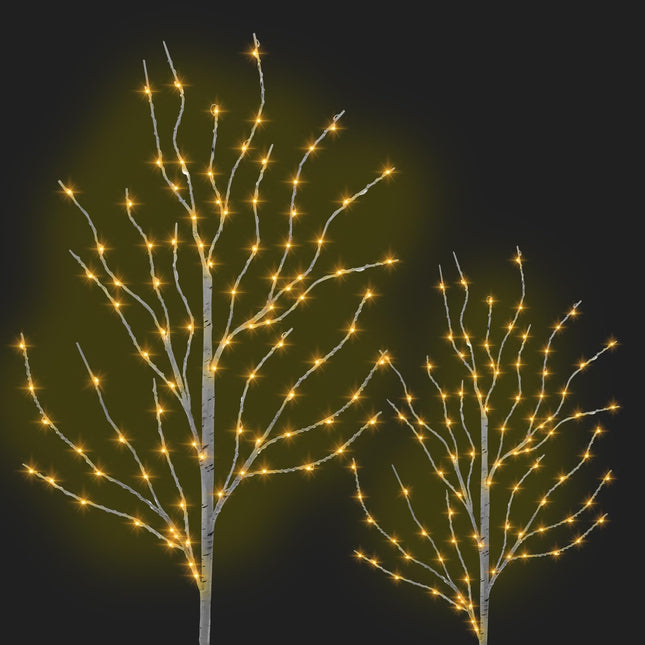 Christmas Decorations Outdoor,2PACKS 3FT 140LED Birch Tree with Christmas Lights,Indoor&Outdoor Use,8Modes,Solar Birch Tree Lights for Christmas/Halloween/Easter/Home/Porch/Wedding Decor