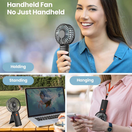 Handheld Fan 615H Working Time] Foldable Hand Held Fan Usb Rechargeable, 4 Speeds Portable Personal Mini Fan, Battery Operated