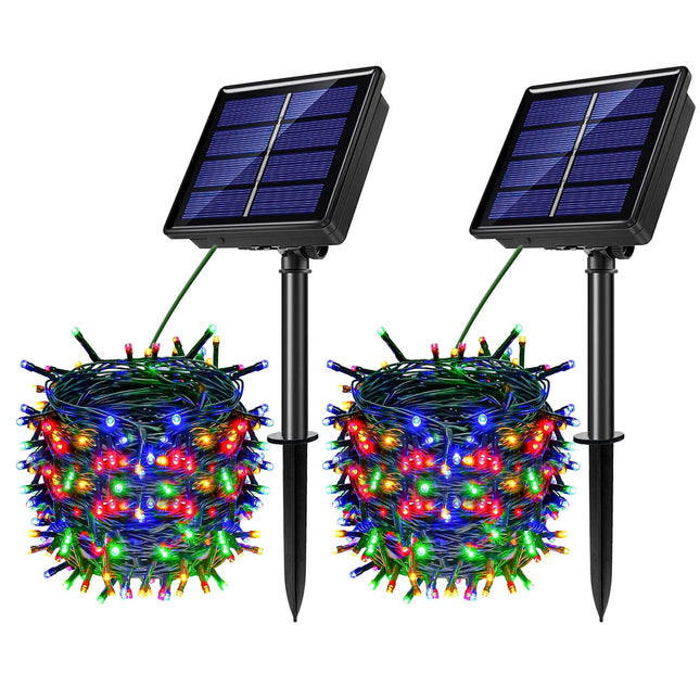 2 Pack Solar Powered Fairy String Lights Outdoor Waterproof 8 Modes Twinkle Christmas Decorations Lights, for Xmas Tree Party Wedding Garden, Each 33 FT - 100 LED