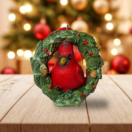 Christmas Decorations Cardinal Wreath Christmas Tree Decorations Hanging Red and Green Christmas Ornaments Resin Holiday Year Home Decor Ornaments
