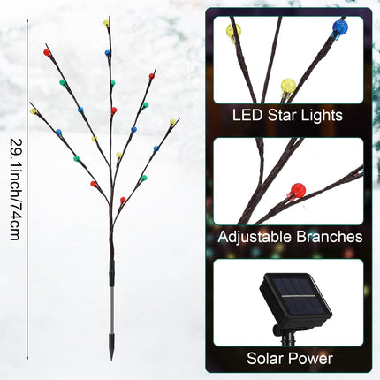 Retisee 2 Sets 8 Pcs Garden Christmas Solar Lights LED Twig Stake Lights Outdoor Decor Solar Firefly Christmas Tree Lights Outdoor 160 LED C6 Christmas Fairy Lights for Lawn Pathway Xmas Yard Stake