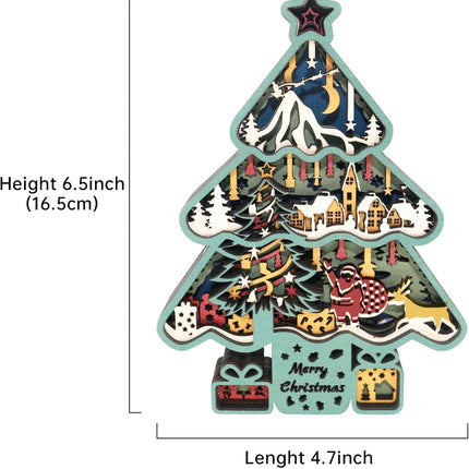 FNYDOX LED Christmas Decorations, Wooden Christmas Tree Statue for Presents, Christmas Tree Figurine for s, Modern Christmas Tree Sculpture Decor Wall Art, Original Craft Christmas Tree Ornament