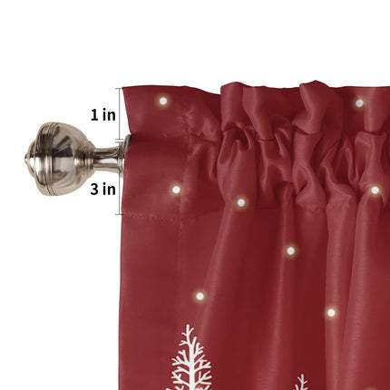 ALAGEO Christmas Tree Valances Windows Curtain Winter Snowscape Red Kitchen Valances Rod Pocket Window Treatment Short Topper Curtains for Winter Holiday Christmas Decorations 1 Panel,54 by 18 inches
