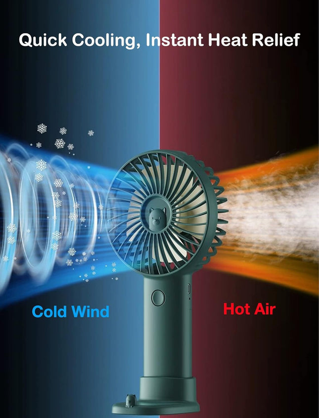 Handheld Mini Fan, Portable Usb Rechargeable 3 Speeds Personal Small Desk Table Fan With Base, 822 Working Hours For Travel/Commu