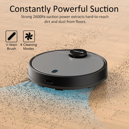 Coredy Sl200 Robot Vacuum, Cuttingedge Laser Navigation, 2600Pa Turbo Suction, 450Ml Dustbin, 120Mins Runtime, Mapping X 5, Wifialexa Robotic Vacuum Cleaner, Cleans Floors And Carpets, Pets Hair