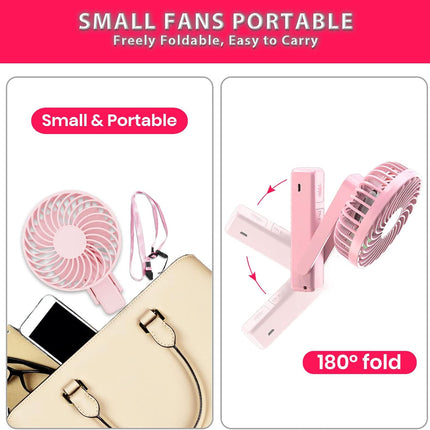 Battery Operated Portable Fan, Mini Rechargeable Handheld Fan,Small Foldable Fan,Quiet But Powerful Desk Fan Up To 10 Hrs Operat