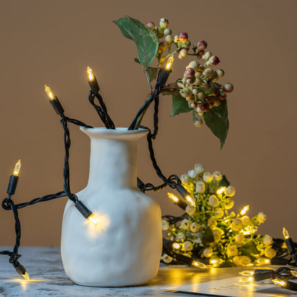 YULETIME Warm White LED Christmas Lights with Black Wire, 66 Feet 200 Count UL Commercial Grade LED Halloween String Light Set (Warm White - Black Wire)