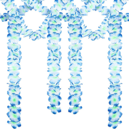 12 Pcs Tropical Flower Banner Hawaiian Garland Luau Flower Leis Garland Bulk Hawaii Party Decor Tropical Garland for Hawaii Summer Luau Tropical Decor(Blue)