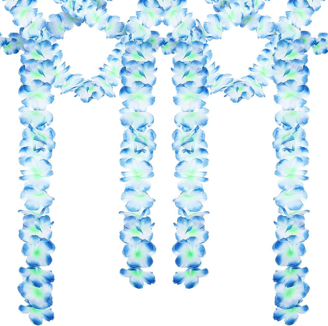 12 Pcs Tropical Flower Banner Hawaiian Garland Luau Flower Leis Garland Bulk Hawaii Party Decor Tropical Garland for Hawaii Summer Luau Tropical Decor(Blue)