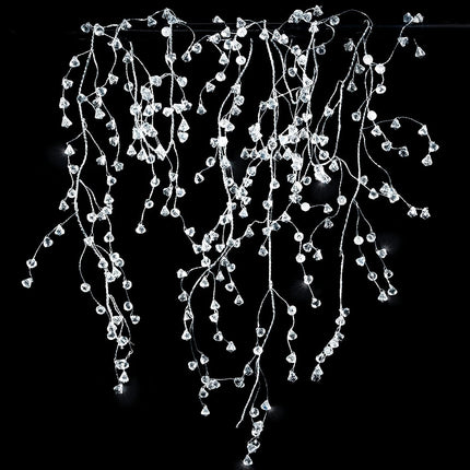 Cheerland Crystal Diamond Ice Wire Garland Steel Wire Clear Acrylic Crystal Garlands Bead Tree Garland for Christmas Tree Decor Home Anniversary Wedding Party Decoration
