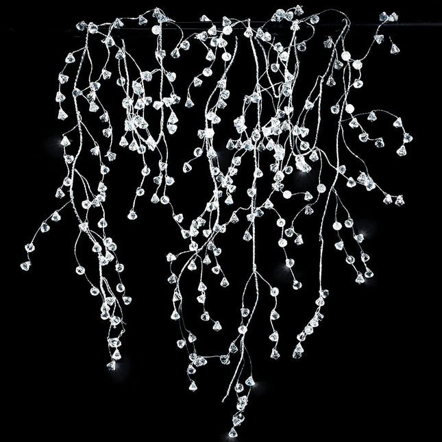 Cheerland Crystal Diamond Ice Wire Garland Steel Wire Clear Acrylic Crystal Garlands Bead Tree Garland for Christmas Tree Decor Home Anniversary Wedding Party Decoration