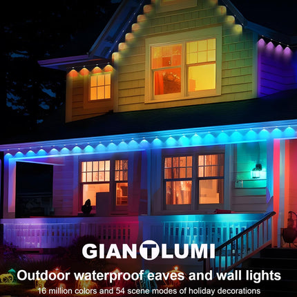 Permanent Outdoor Lights,Smart RGBIC Outdoor String Lights with 75 Scene Modes,50ft LED Eaves Lights,IP67 Waterproof,Party,Halloween,Christmas Decoration,Work with Alexa,Google Assistant