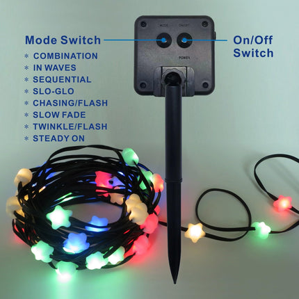 Outdoor Solar String Lights - 27FT, 40 LED Solar Garden Lights Outdoor, Waterproof Solar String Lights Outdoor, Multi-Color 8 Function Garden Fairy Lights, Solar-40L-Star