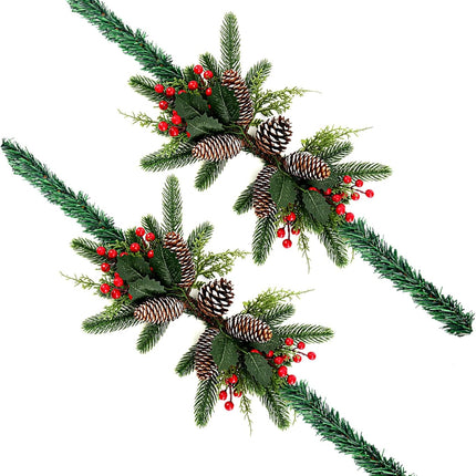 2 Pcs Christmas Swag Xmas Mail Box Swag with Pine Collection Artificial Christmas Mail Box Swag Flocked Pine Swag Pine Cones Door Swag for Christmas Holiday Party Door Wall Hanging
