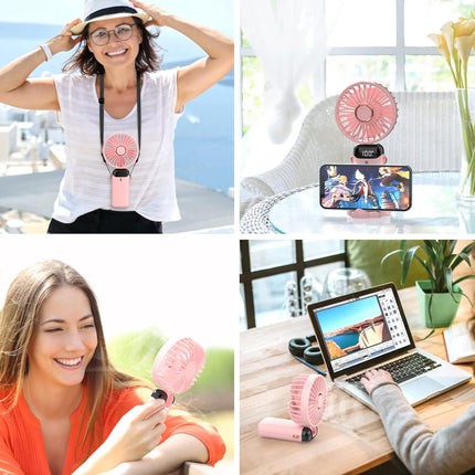 Personal Fan, Portable Hanging Neck Fan, 4000Mah UsbC Rechargeable 5Speed Modes Powerful Desktop Fan With Base, Max 16H Run Time