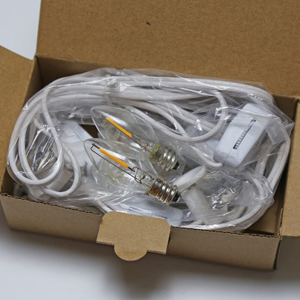 KGC C7 Accessory Cord with 4 C7 Led Light Bulb Candelabra-Base E12 Socket,White Cord with On/Off Switch Plugs for Holiday Decorations, Christmas Village House, Pumpkin Lights 4 Pack