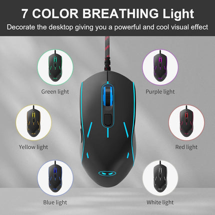 Camiysn Gaming Keyboard and Mouse Combo, 98-Key Layout Rainbow LED Backlit Keyboard and Mouse Gaming Headset Bundle, 3-in-1 Gamer Gift for PC Laptop, Black & Grey