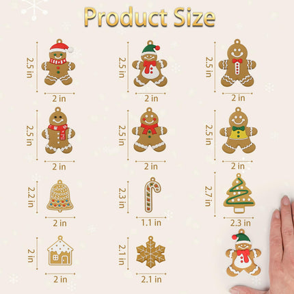 16PCS Gingerbread Christmas Decorations, Gingerbread Ornaments for Christmas Tree, Christmas Tree Hanging Decorations, 2.5 Inch Tall