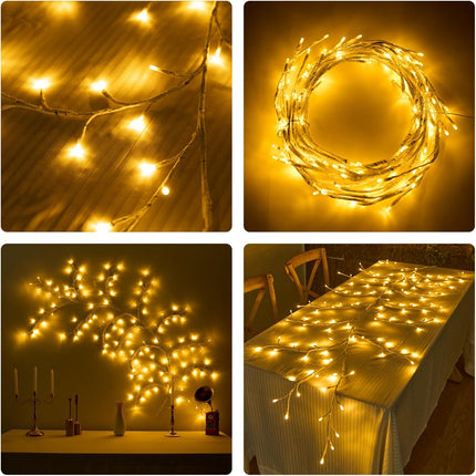 Enchanted Willow Vine Lights with Remote, Christmas Swags Decorations Indoor Room Decor with 40 Clips, 20 Branches 160 LEDs Lighted Willow Vine Lights for Walls Bedroom Home Decor
