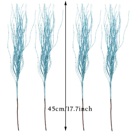 12 Pcs Christmas Glittery Curly Picks, 18.5'' Christmas Tree Topers Ting Ting Branches Spary Christmas Glitter Decorations for Christmas Tree Wreath Garland Bouquet Floral Arrangement (Sky Blue, 12)