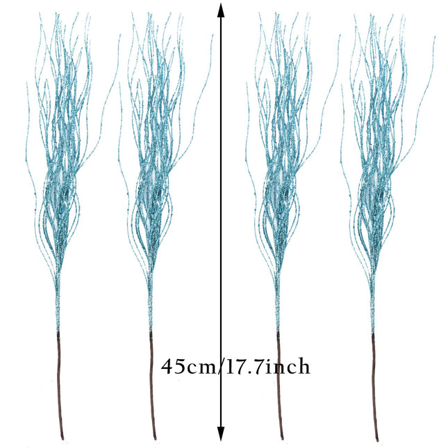 12 Pcs Christmas Glittery Curly Picks, 18.5'' Christmas Tree Topers Ting Ting Branches Spary Christmas Glitter Decorations for Christmas Tree Wreath Garland Bouquet Floral Arrangement (Sky Blue, 12)