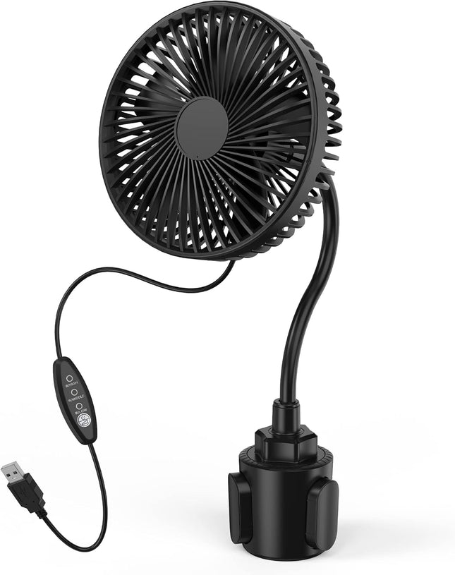 Car Fan, Usb Powered 6 Golf Cart Fan, 3 Speeds Portable Car Air Conditioner, 360° Rotation Car Cooling Fan With Flexible