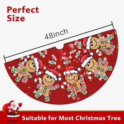 Jbralid Christmas Tree Skirt 48 Inch Christmas Gingerbread Sweet Candy Lollipop Xmas Tree Skirts Mat for Year Holiday Christmas Party Decorations