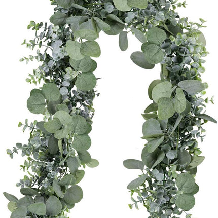 Winlyn 5.9' Long Faux Leaves Greenery Artificial Silver Dollar Eucalyptus Garland in Grey Green Wedding Arch Swag Backdrop Garland Doorways Table Runner Garland Indoor Outdoor