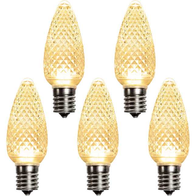 echosari 25 Pack C9 LED Replacement Christmas Light Bulbs for Outdoor String Lights, 0.8W UL Listed Commercial Grade Holiday Bulbs, C9/E17 Candelabra Base Sockets (Warm White)