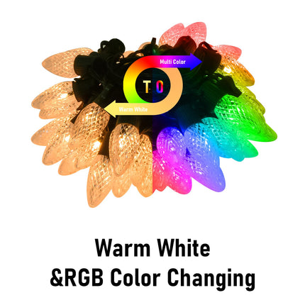 134 Ft 150 LEDs Smart C9 Christmas Lights Outdoor App Programmable C9 Led Christmas Lights with 58 Modes RGB Dimmable Extendable Waterproof Strawberry String Lights for Roofline Patio House Xmas Decor