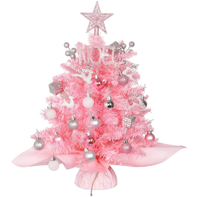 20in Mini Christmas Tree with LED Light Desktop Christmas Tree Artificial Christmas Tree with Stars Topper Small Christmas Tree Decoration for Home,Office,Wedding Party