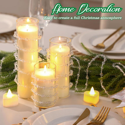Pangda 49 Feet Christmas Tree Beads Garland Strands Chain for Christmas Wreath Decoration Table Centerpiece (Clear)