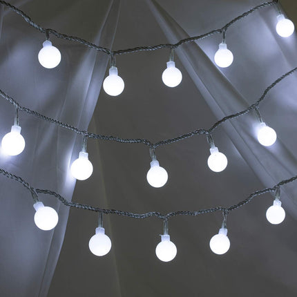 100 LED 49 FT Globe Ball String Lights Fairy String Lights Plug in with Remote 8 Modes Extendable for Indoor Outdoor Wedding Birthday Christmas Tree Garden Decor (White)
