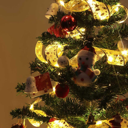 32ft Christmas Tree Ribbon with 100 LED Lights, Gold Wired Ribbon for Christmas Tree with Battery & USB Powered, 8 Lighting Modes, Xmas Tree Decorations, Christmas Ribbon Lights