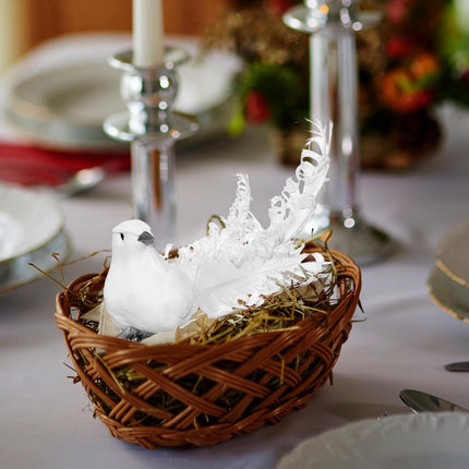 24pcs Artificial White Doves Decoration with Metal Clips, White Feathered Mini Birds Clip on Tree Ornaments for DIY Crafts Christmas Tree Ornaments, Wreaths, Wedding Decor