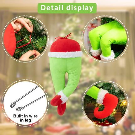 Elf Arms and Legs Christmas Tree Decorations - Poseable Plush Elf Limbs as Xmas Tree Topper and Garland Ornaments (Elf Legs)