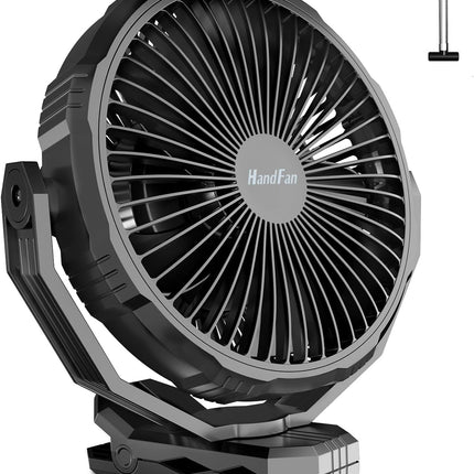 Handfan Upgraded Golf Cart FanStrengthen Clamp, 8 Inch Clip Fan With Clip Enhancer, 10000Mah Battery Operated Rechargeable Fan