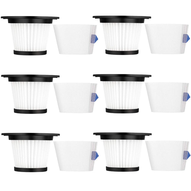 Linniw 6 Pack Hepa Filters Only Compatible With Moosoo K17 Cordless Vacuum, With 6 Hepa Filters & 6 Strainer Screens, Not For Moosoo K17 Pro Filter With Orange Shell Vacuum