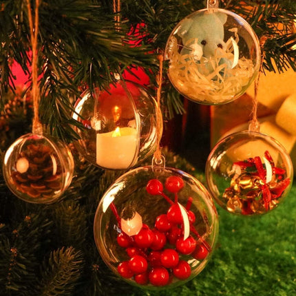 10 Pack 3.94'' Clear Plastic Fillable Ornaments for Crafts, Clear Christmas Ball Ornaments Set for Tree Holiday Wedding Party