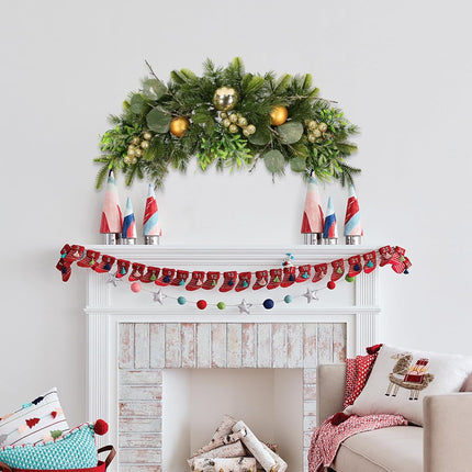 HEBE Christmas Swags 25" Artificial Christmas Decorative Swag Xmas Mailbox Swag Christmas Wreath with Red Berries Pine Cone Farmhouse Christmas Hanging Decorations for Indoor Outdoor Use