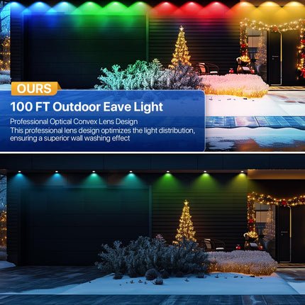 Permanent Outdoor Lights, 100ft with 80 LED Lights, Smart Permanent Outdoor Lights, APP/Voice/Remote IP67 Waterproof Permanent Outdoor Lights for House Work with Alexa, Google Assistant
