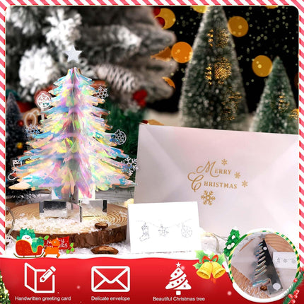 Hatisan Pop Up Christmas Tree, 7.87 inch Small Christmas Tree 3D Pop Up Card Trees with Christmas Card and Envelope for Christmas Decorations s
