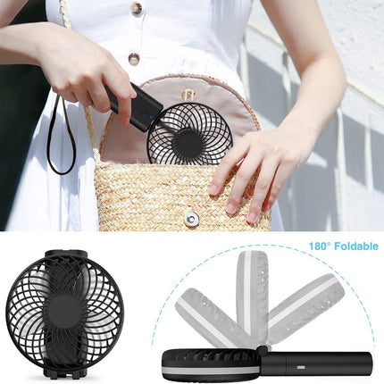 Personal Handheld Fan, Portable Usb Rechargeable Battery Operated Desk Fan With 5200Mah Power Bank Led Screen Function, 5 Speeds