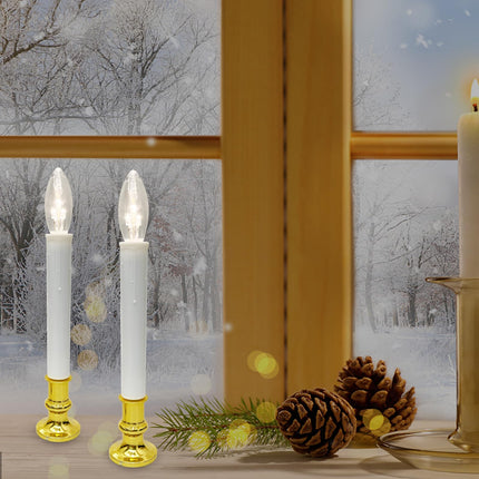 Abeja 4 Pack Battery Operated LED Window Candles, Christmas Candle Lights with 4 C26 LED Bulbs, Flicker Flame Christmas Candles with On/Off Switch for Window Christmas Weddings Home Table Decorotions
