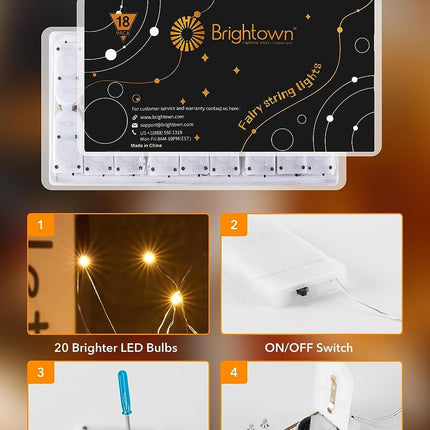Brightown Fairy Lights Battery Operated 18 Pack - 7ft Mini LED Lights for Crafts DIY Garlands Jars Table Centerpiece Wedding Plants Flowers Vases Glasses Dolls Christmas Decor