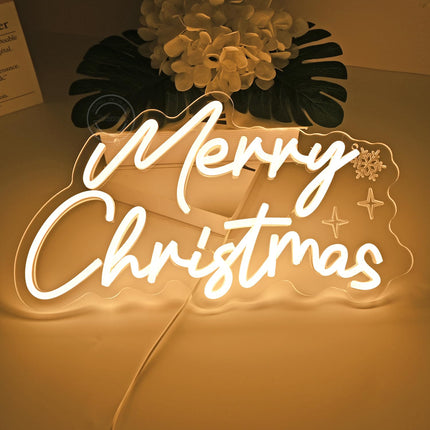 Britrio Merry Christmas Neon Sign LED Neon Light Wall Decoration for Bedroom Holiday Christmas Party Business Store Window Home Decor Hanging Ornament Xmas Indoor 5V USB 15.75” Warm White
